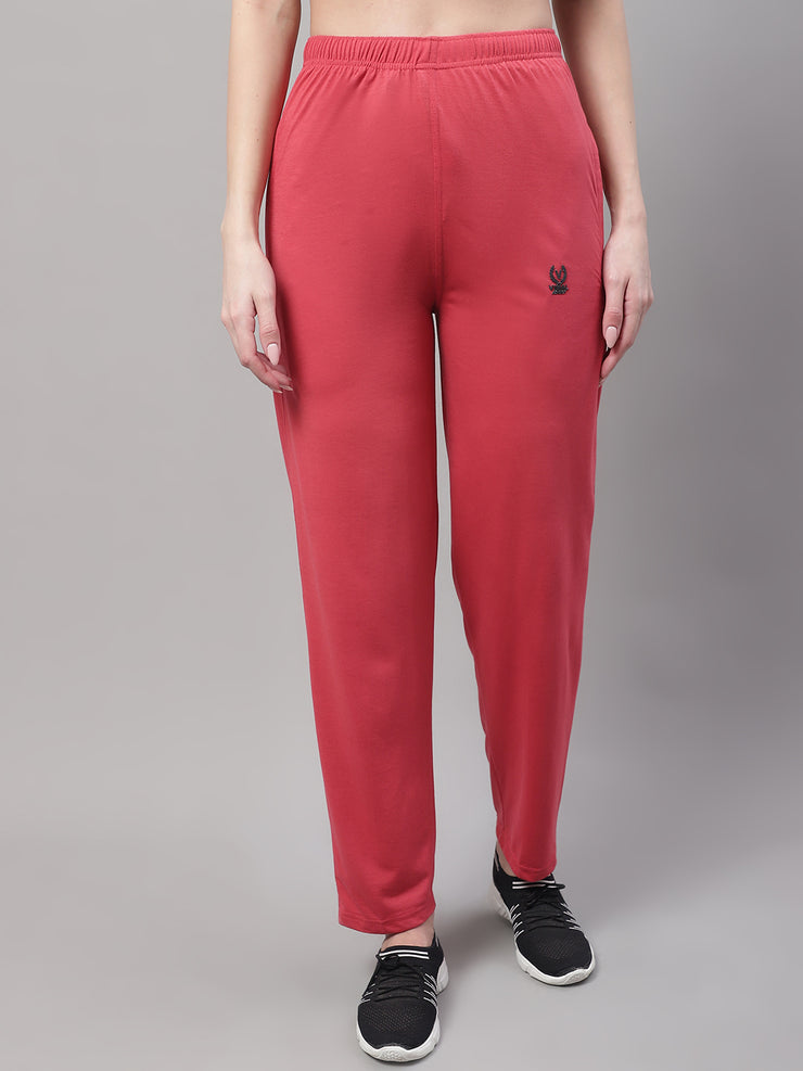 Vimal Jonney Pink Regular fit Cotton Trackpant for Women(Zip of 1 Side Pocket)