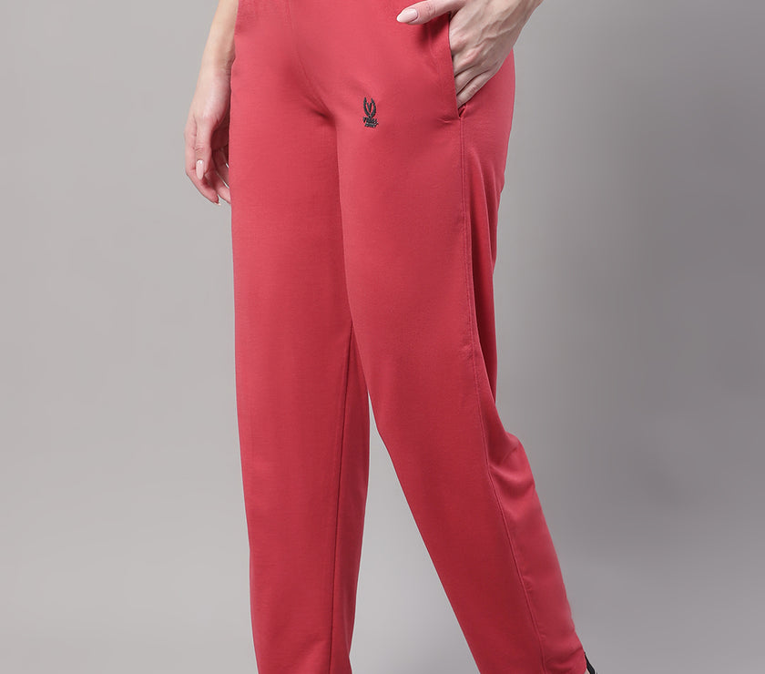 Vimal Jonney Pink Regular fit Cotton Trackpant for Women(Zip On 1 Side Pocket)