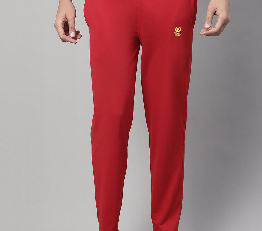 Vimal Jonney Red Regular fit Cotton Trackpant for Men