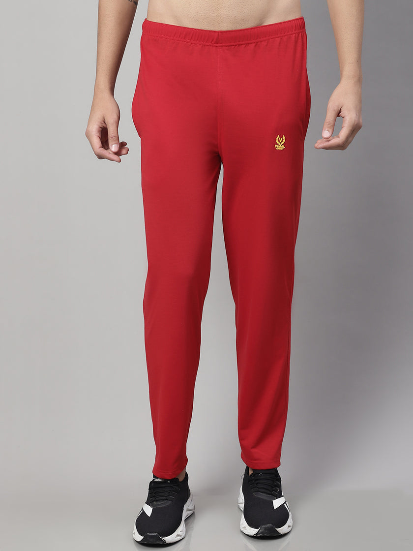 Vimal Jonney Red Regular fit Cotton Trackpant for Men