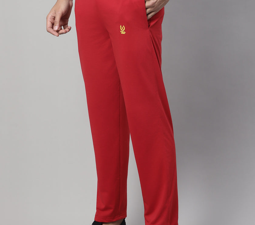 Vimal Jonney Red Regular fit Cotton Trackpant for Men