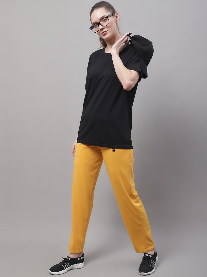 Vimal Jonney Yellow Regular fit Cotton Trackpant for Women(Zip On 1 Side Pocket)