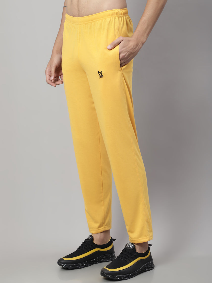 Vimal Jonney Yellow Regular fit Cotton Trackpant for Men