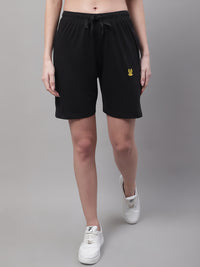 Vimal Jonney Black Regular fit Cotton Shorts for Women