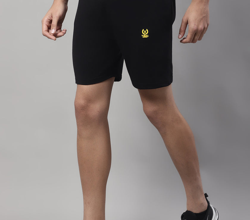 Vimal Jonney Black Regular fit Cotton Shorts for Men