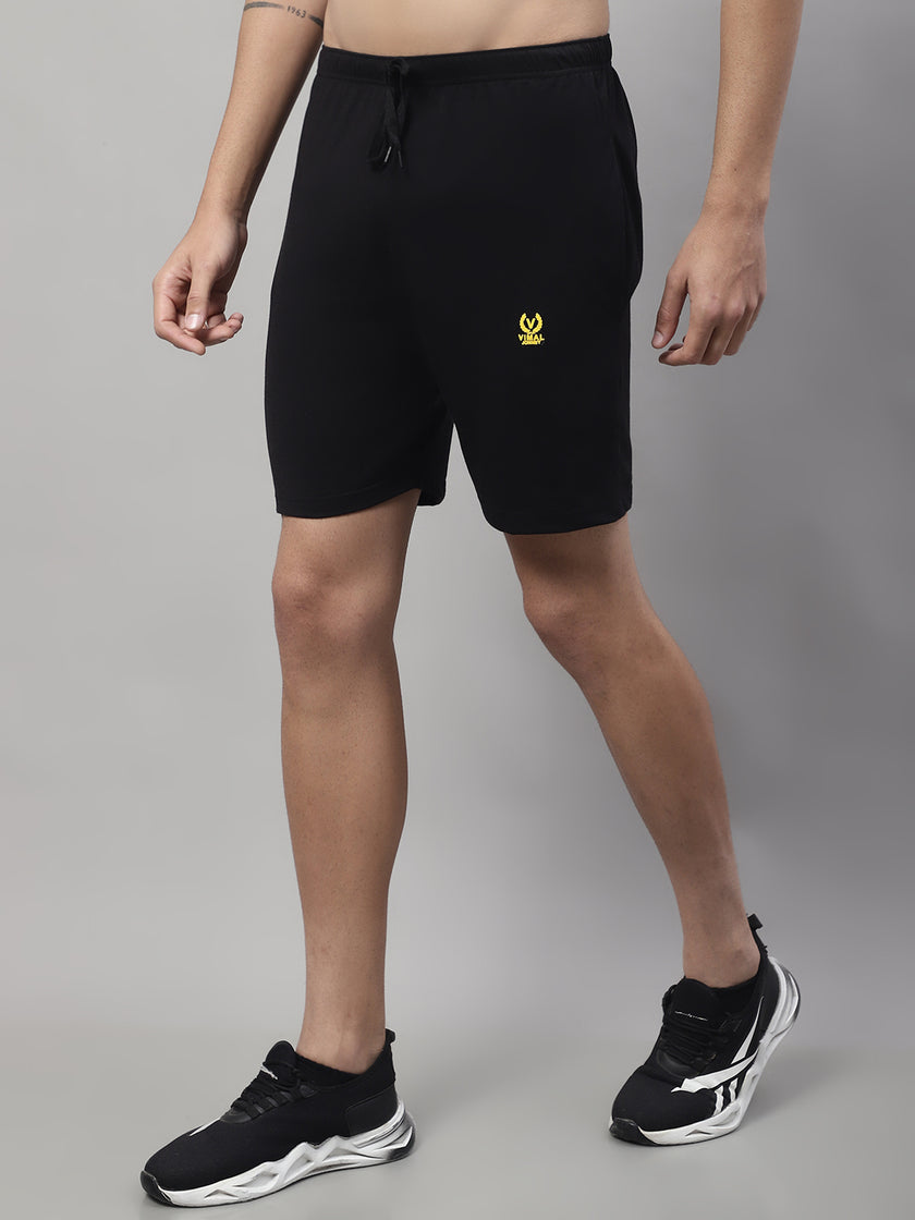 Vimal Jonney Black Regular fit Cotton Shorts for Men