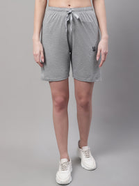 Vimal Jonney Grey Melange Regular fit Cotton Shorts for Women