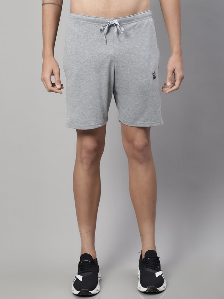 Vimal Jonney Grey Melange Regular fit Cotton Shorts for Men