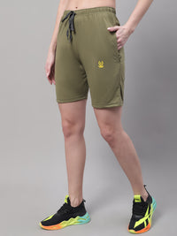 Vimal Jonney Olive Regular fit Cotton Shorts for Women
