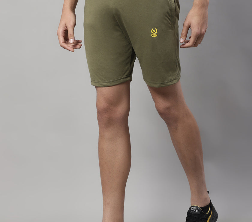 Vimal Jonney Olive Regular fit Cotton Shorts for Men