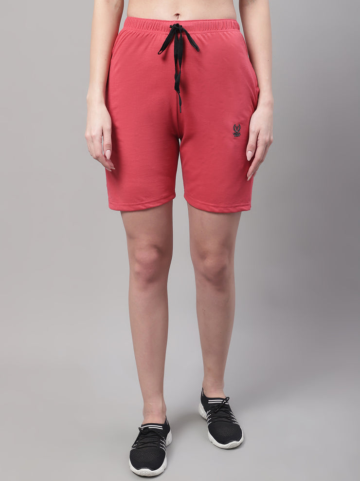Vimal Jonney Pink Regular fit Cotton Shorts for Women