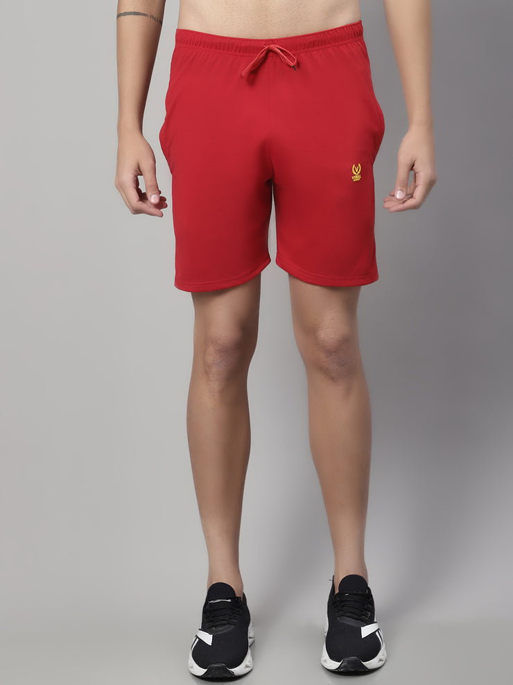 Vimal Jonney Red Regular fit Cotton Shorts for Men