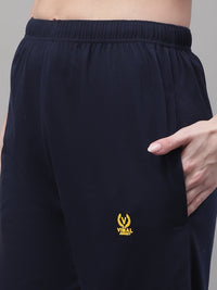 Vimal Jonney Navy Blue Regular fit Cotton Capri for Women