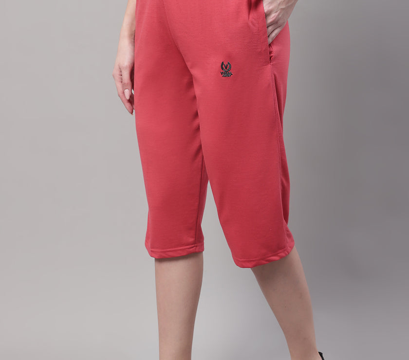 Vimal Jonney Pink Regular fit Cotton Capri for Women