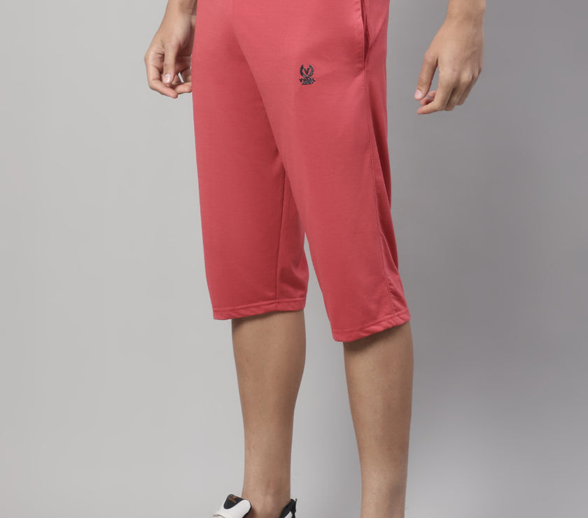 Vimal Jonney Pink Regular fit Cotton Capri for Men