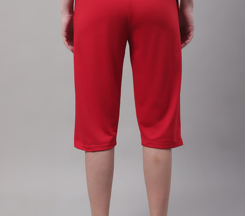 Vimal Jonney Red Regular fit Cotton Capri for Women