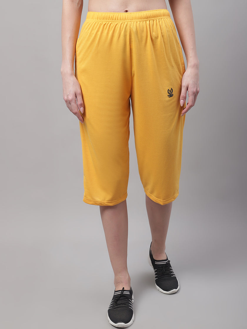 Vimal Jonney Yellow Regular fit Cotton Capri for Women
