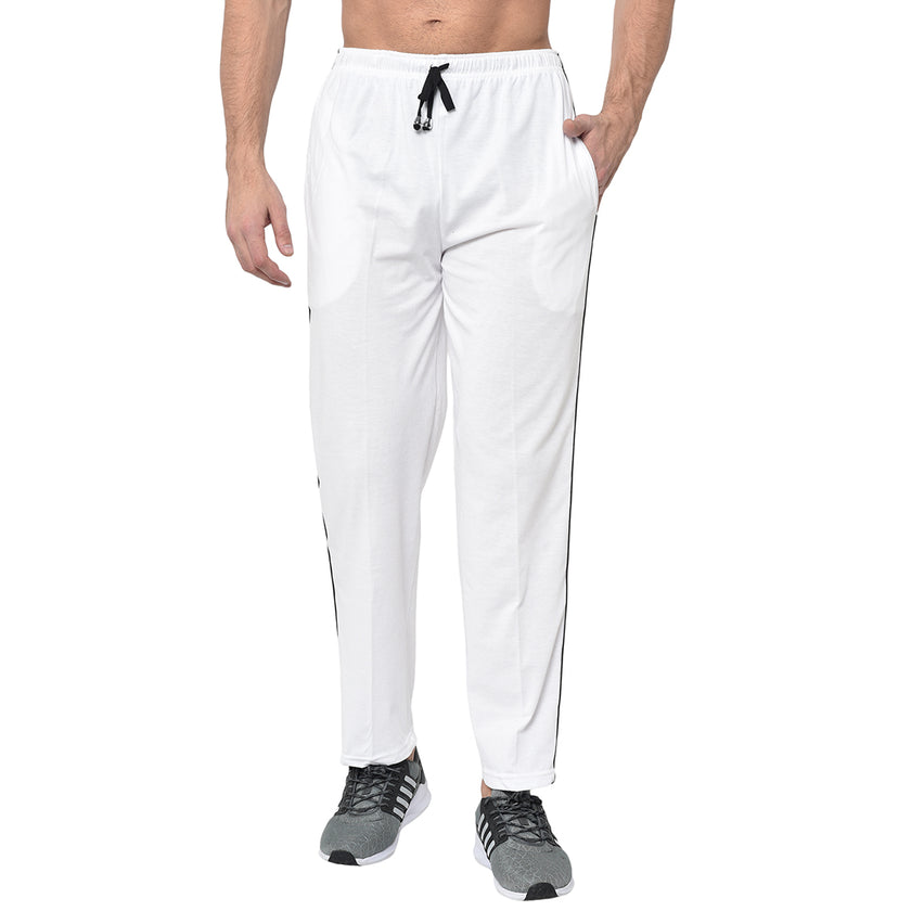 Vimal Jonney white Cotton Trackpant For Men's