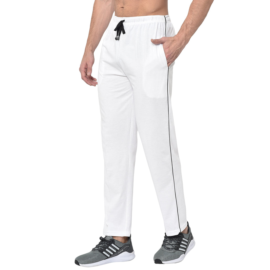 Vimal Jonney white Cotton Trackpant For Men's