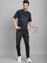 Vimal Jonney Solid Black Round Neck Polyester Lycra Half sleeves Tshirt For Men