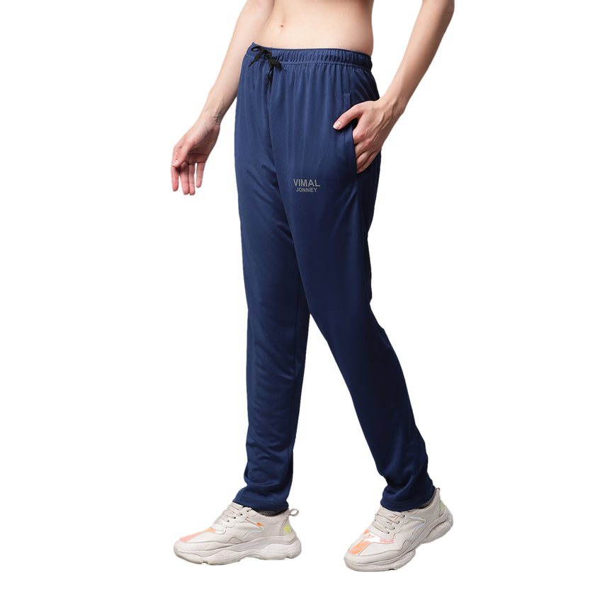 Vimal Jonney Dryfit Solid Blue Trackpant for Women