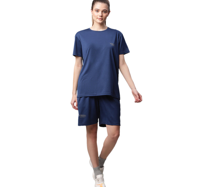 Vimal Jonney Dryfit Solid Blue Shorts for Women