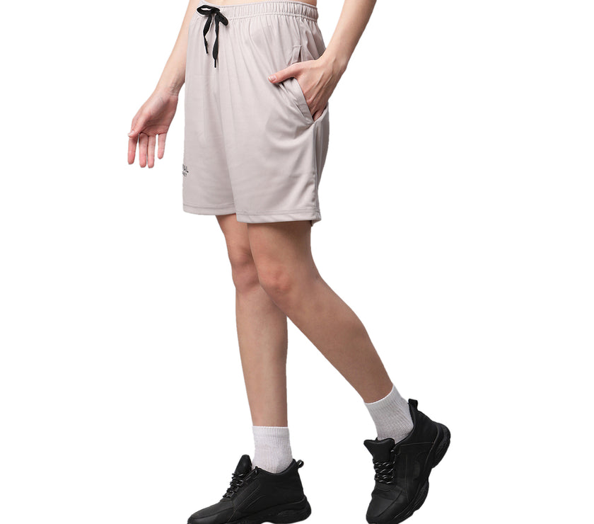 Vimal Jonney Dryfit Solid Light Grey Shorts for Women