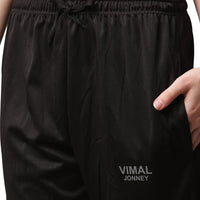 Vimal Jonney Dryfit Solid Black Capri for Women