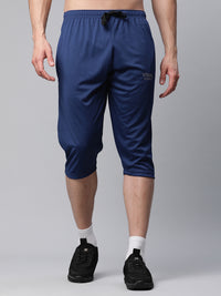 Vimal Jonney Dryfit Solid Blue 3/4th Capri for Men