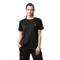Vimal Jonney Dryfit Solid Black T-shirt for Women