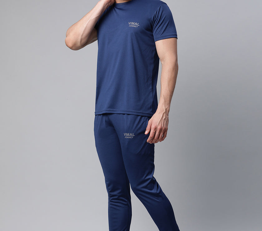 Vimal Jonnney Dryfit Solid Blue Tracksuit for Men