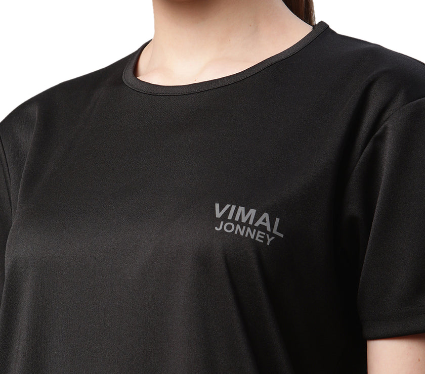 Vimal Jonnney Dryfit Solid Black Tracksuit for Women
