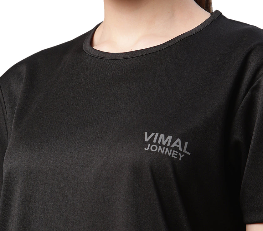 Vimal Jonney Dryfit Solid Black Tracksuit for Women