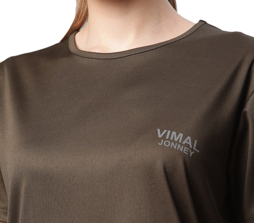Vimal Jonney Dryfit Solid Olive Tracksuit for Women