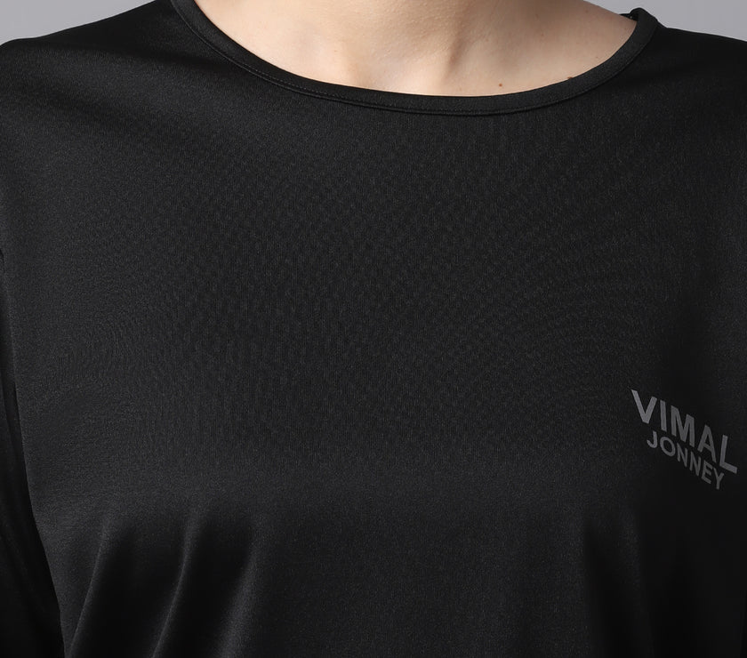 Vimal Jonney Dryfit Lycra Black FullSleeve T-Shirt For Women