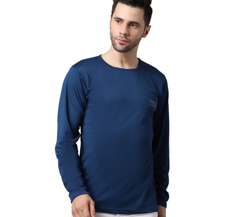Vimal Jonney Dryfit Lycra Blue FullSleeve T-Shirt For Men
