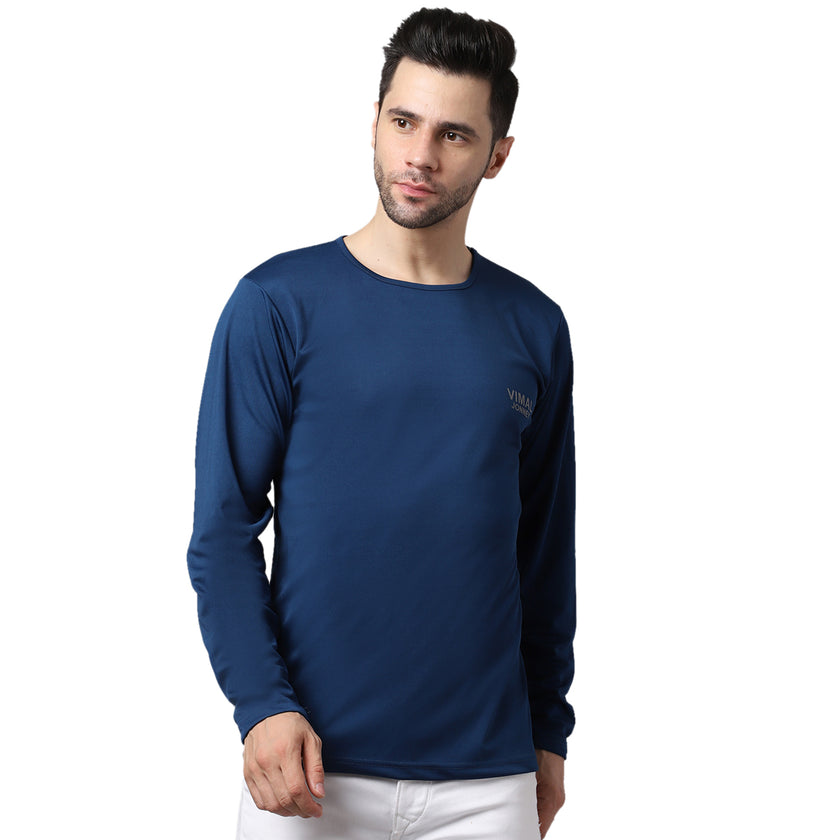 Vimal Jonney Dryfit Lycra Blue FullSleeve T-Shirt For Men