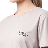 Vimal Jonney Dryfit Solid Light Grey T-shirt for Women
