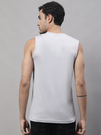 Vimal Jonney Regular Fit Dryfit Lycra Solid Light Grey Gym Vest for Men
