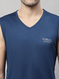 Vimal Jonney Blue Dryfit Lycra Solid Co-ord Set Tracksuit For Men(Zip On 1 Side Pocket)