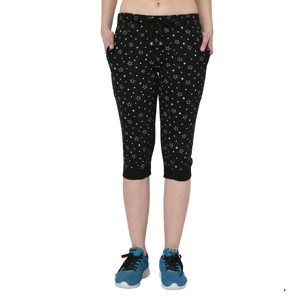 Vimal Jonney Black 3/4th Capri for Women