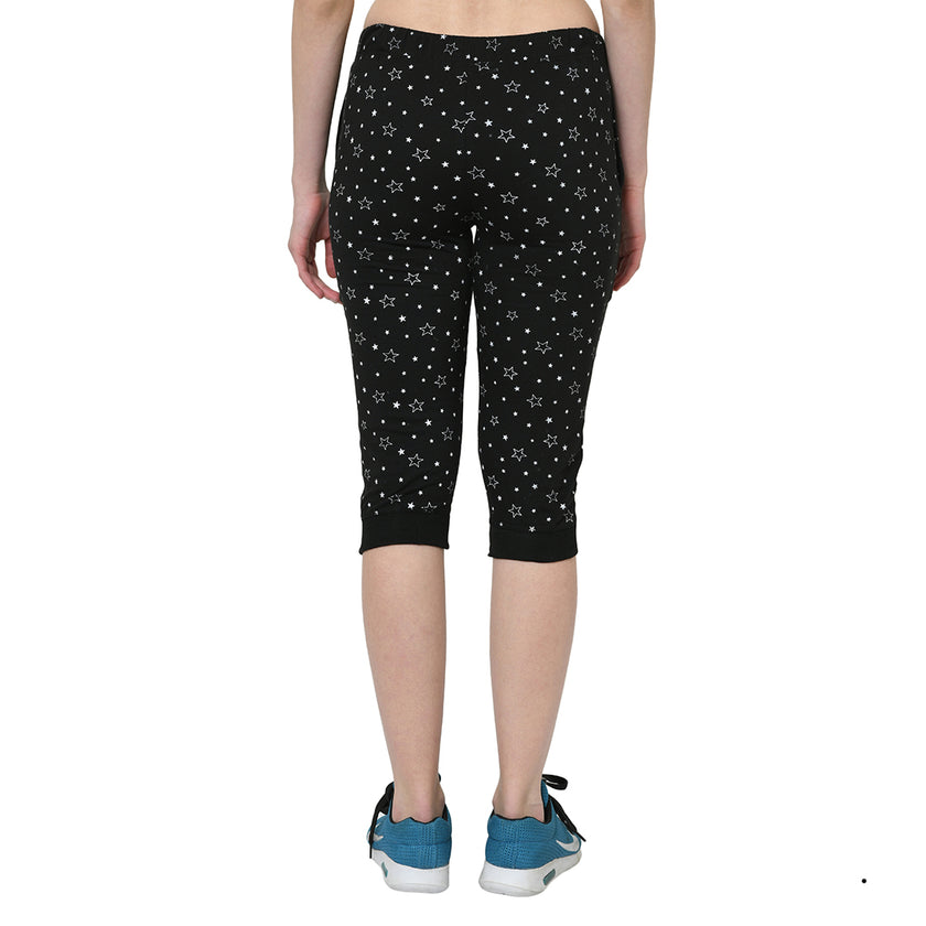 Vimal Jonney Black 3/4th Capri for Women