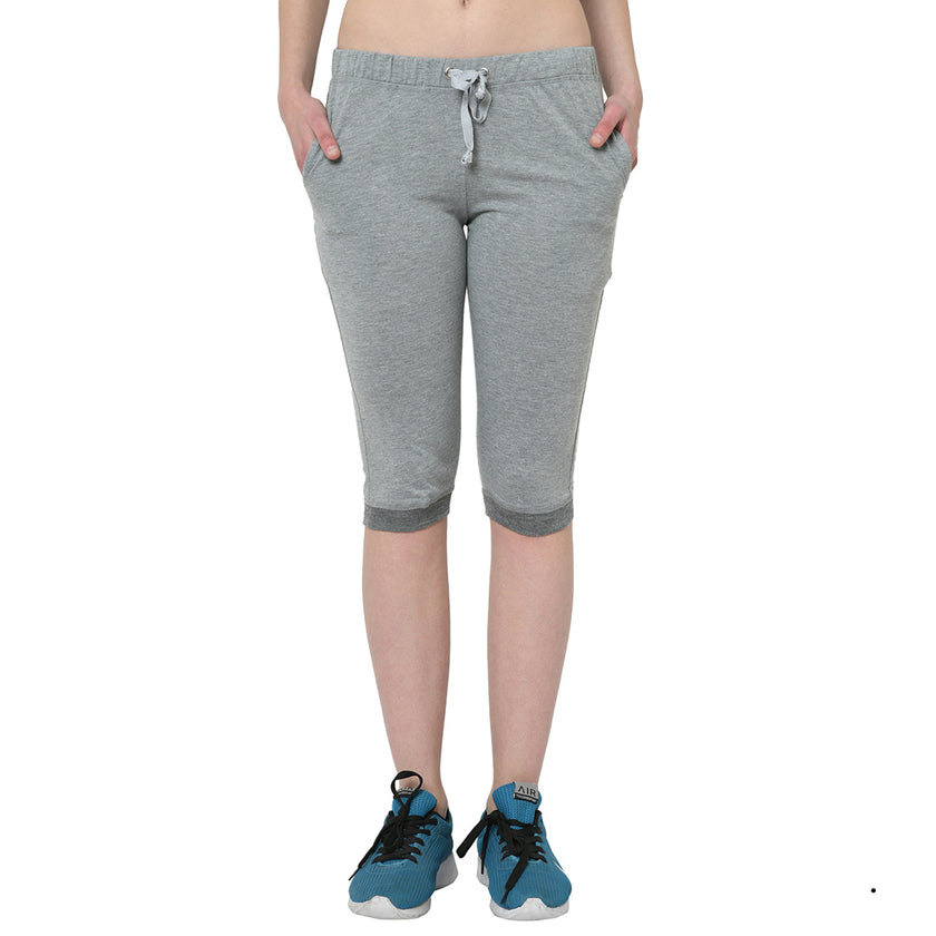 Vimal Jonney Silver 3/4th Capri for Women