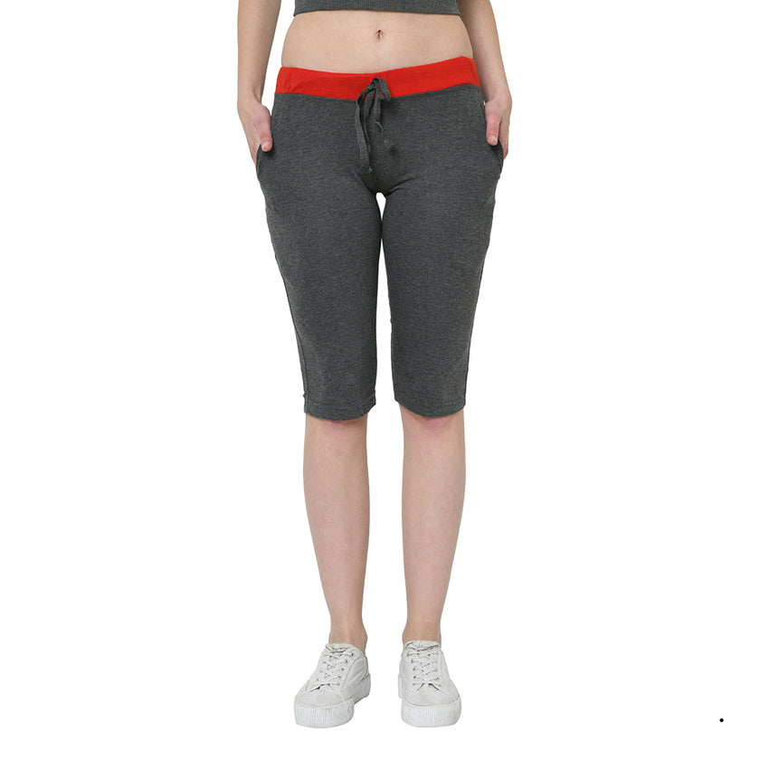 Vimal Jonney Grey 3/4th Capri for Women