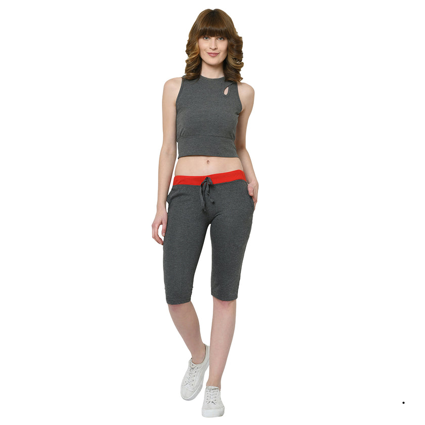 Vimal Jonney Grey 3/4th Capri for Women