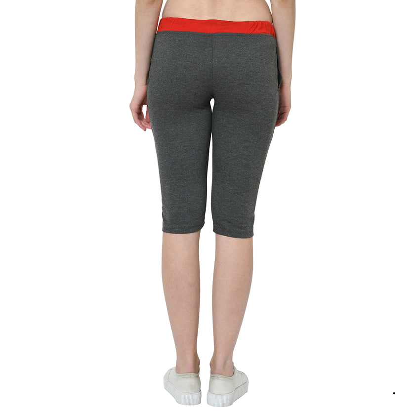 Vimal Jonney Grey 3/4th Capri for Women