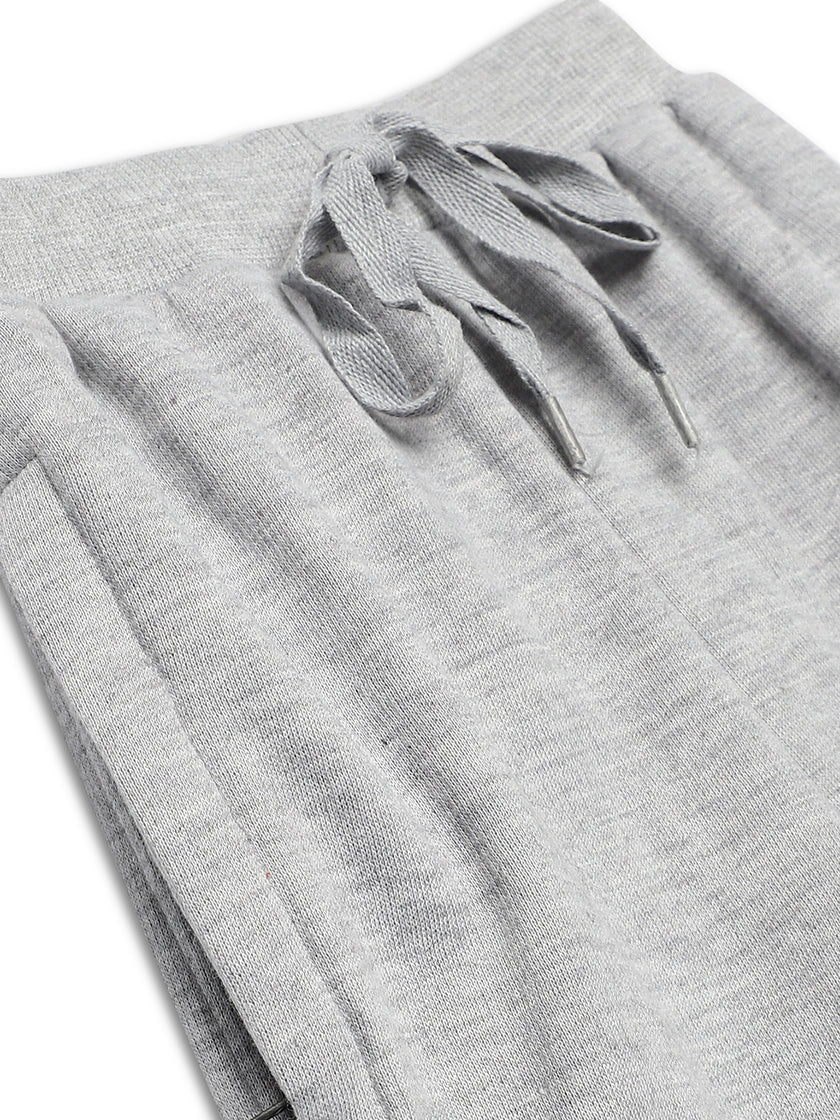 Vimal Jonney Grey Melange Solid Cotton Fleece Trackpant for Kids