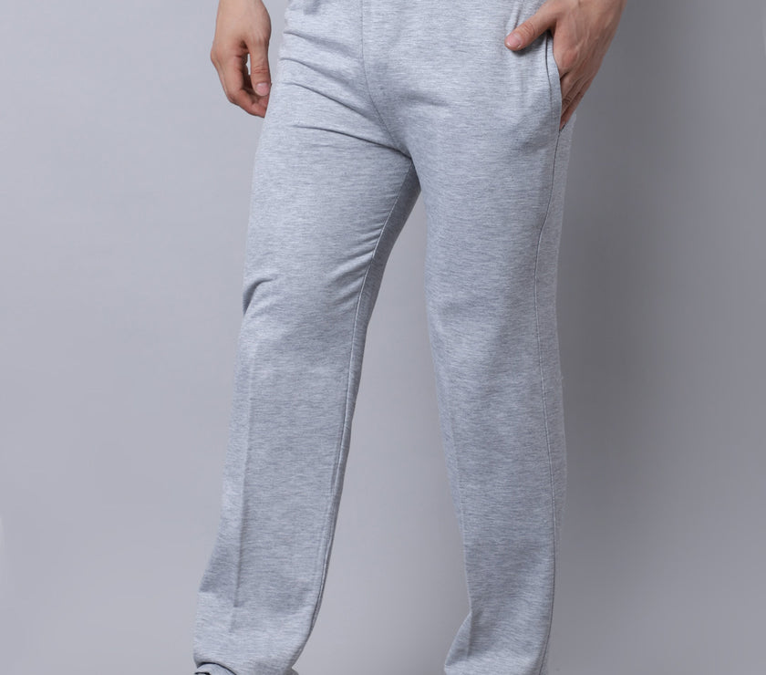 Vimal Jonney Fleece Regular-Fit Grey Melange Trackpant for Men