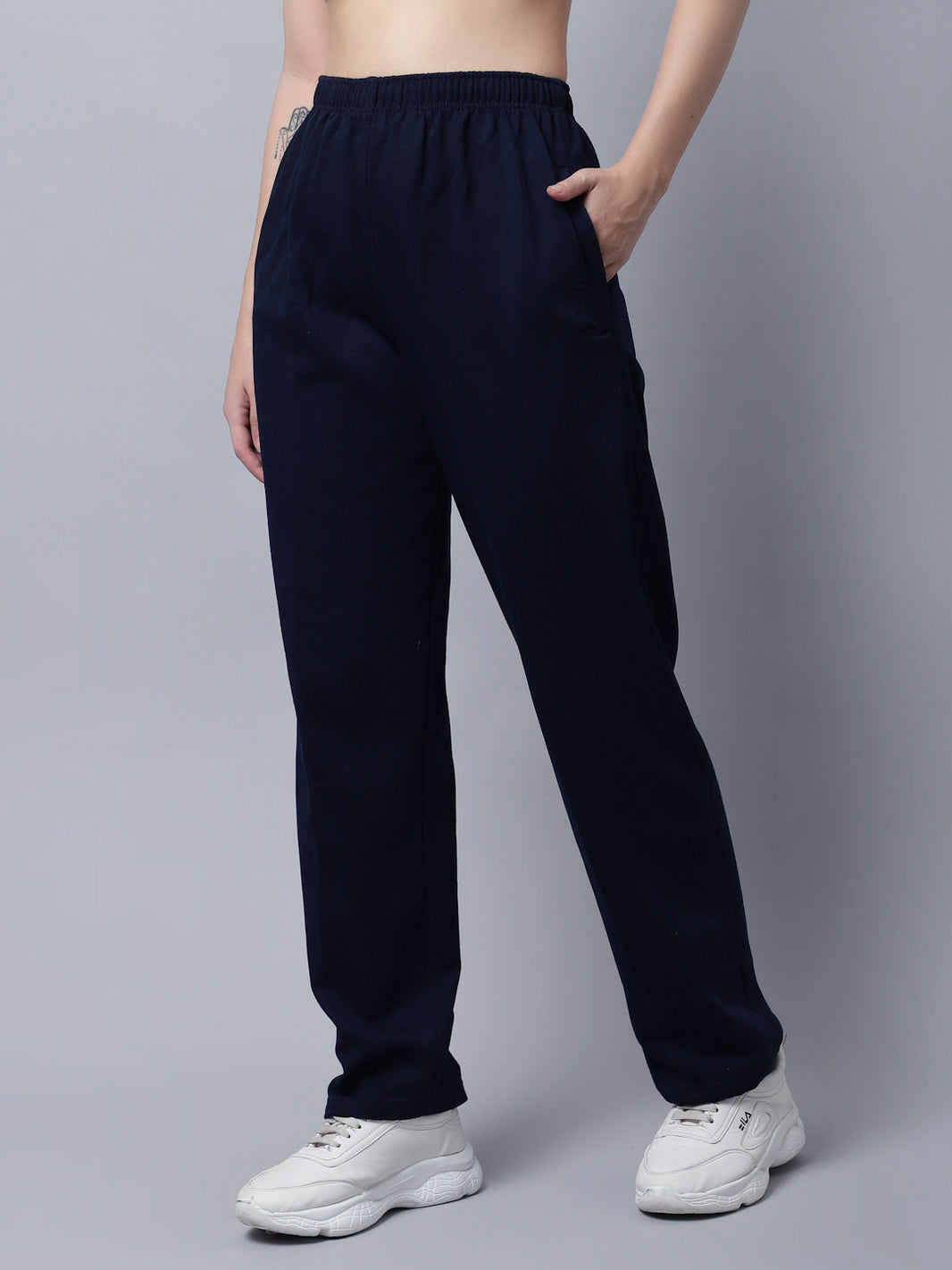 Vimal Jonney Fleece Regular-Fit Navy Blue Trackpant for Women