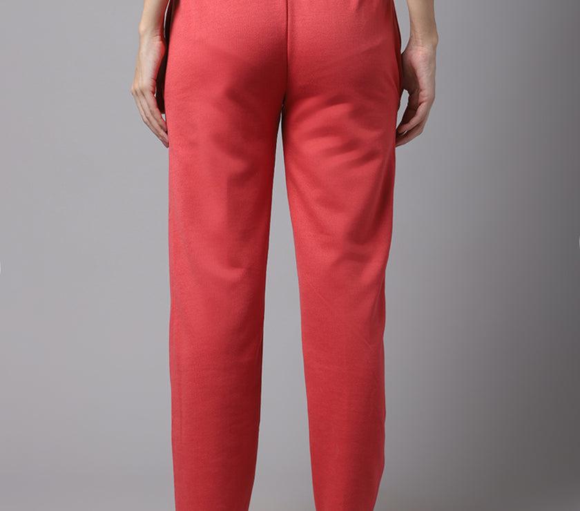 Vimal Jonney Fleece Regular-Fit Pink Trackpant for Women